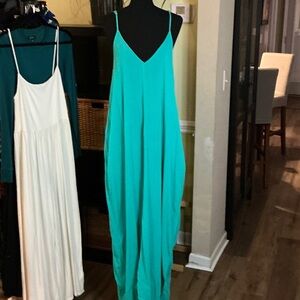 Love Stitch Teal Gauze Maxi Dress